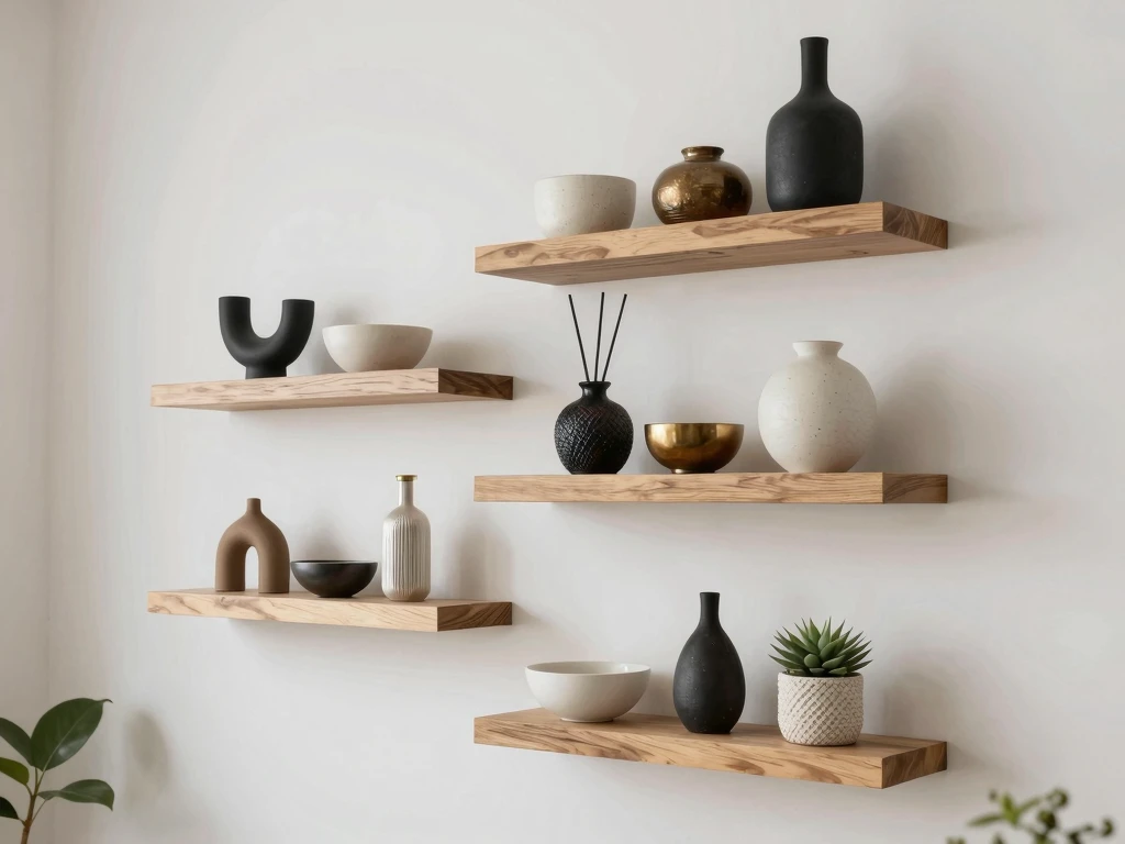 Staggered floating shelves by Vorlumennlox